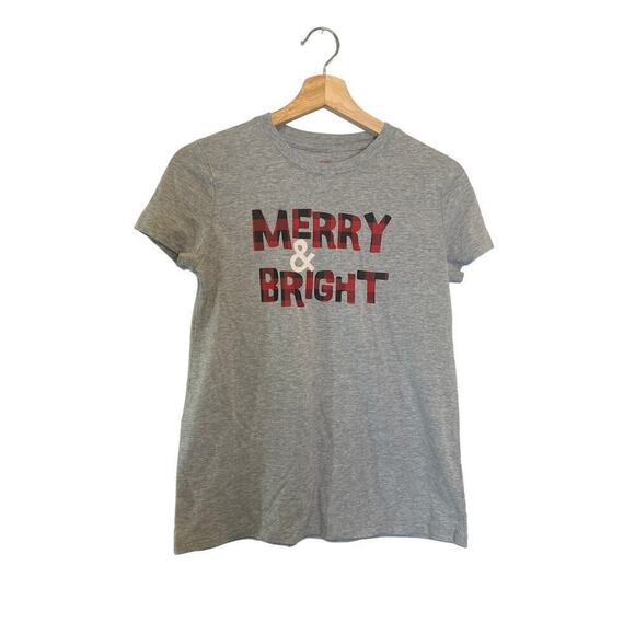 Wondershop Christmas Shirt Gray Merry and Bright Buffalo Plaid Women's Size XS - Picture 1 of 7